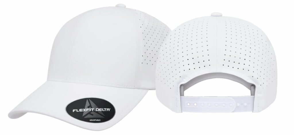 White PERFORATED FLEXFIT DELTA® hat