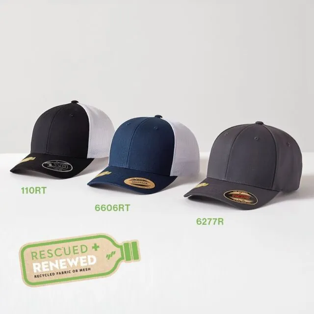 Constantly testing for lasting solutions, experience our innovation and never-ending commitment towards a better tomorrow.

Crafted from recycled plastic bottles and reclaimed fabrics, our ‘R+R’ caps offer sustainable headwear without compromising comfort.

Learn more about our green fashion with our link in bio.

#flexfit #sustainability #greenfashion #recycle